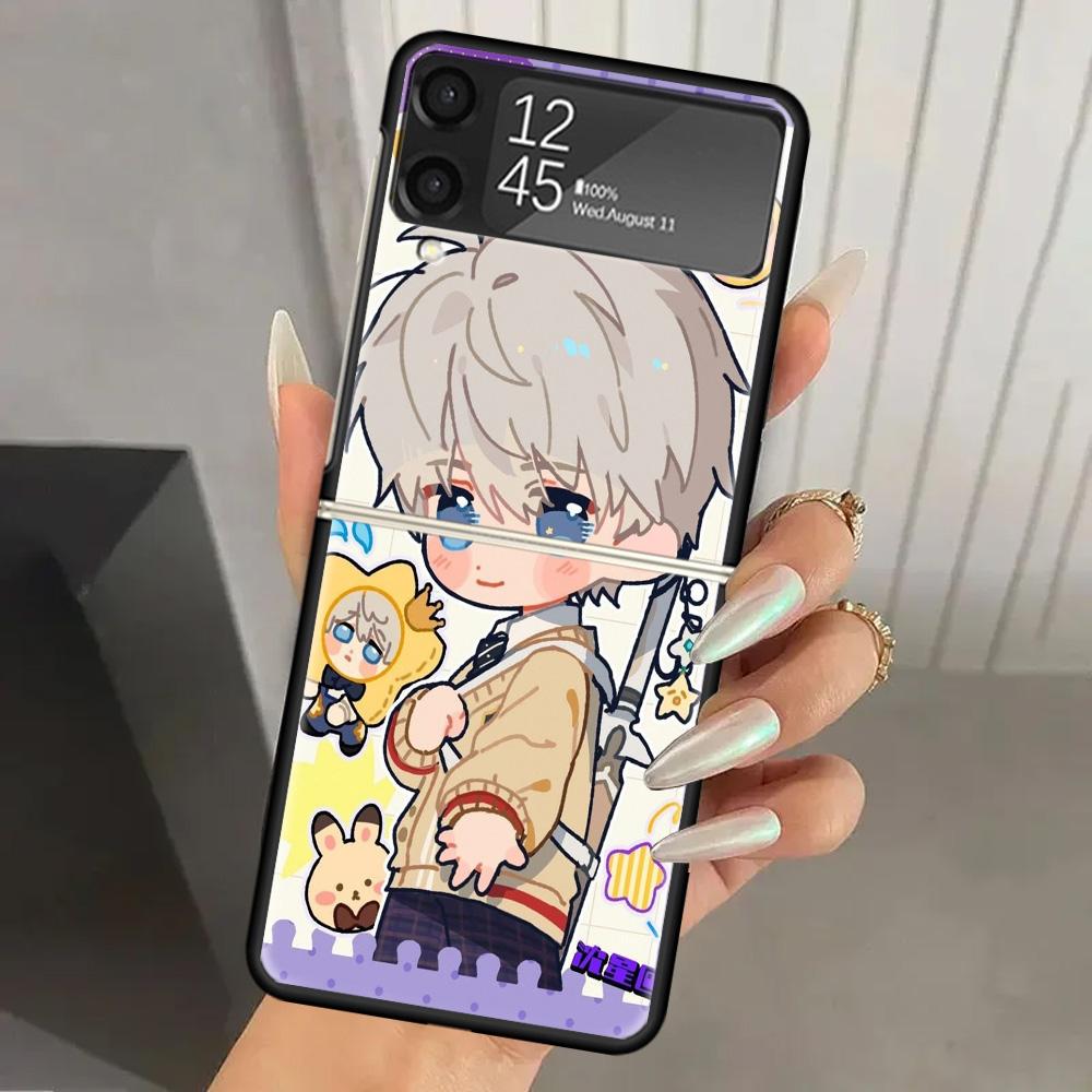 Чехол для телефона Samsung Galaxy Z Flip 7 6 5 4 3 Черный ZFlip7 ZFlip6 Flip5 Flip4 Flip3 5G с принтом 'Love And Deepspace Cute' из твердого ПК