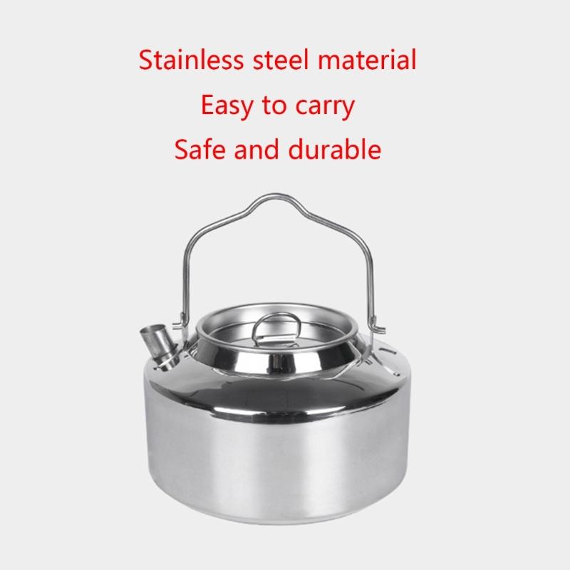 Portable Outdoor Camping Tea-Kettle 1200ml Compact-Lightweight Coffee Pot Hiking-Trekking Water Bottle Stainless Steel