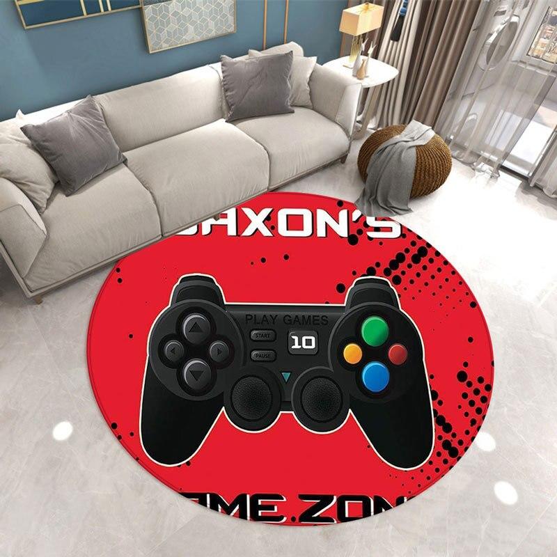Fashion Living Room Rug Gamer Round Carpet Game Console Bedroom Rugs Boys Chair Mat Kids Play 3D Floor Area Rug Entrance Doormat