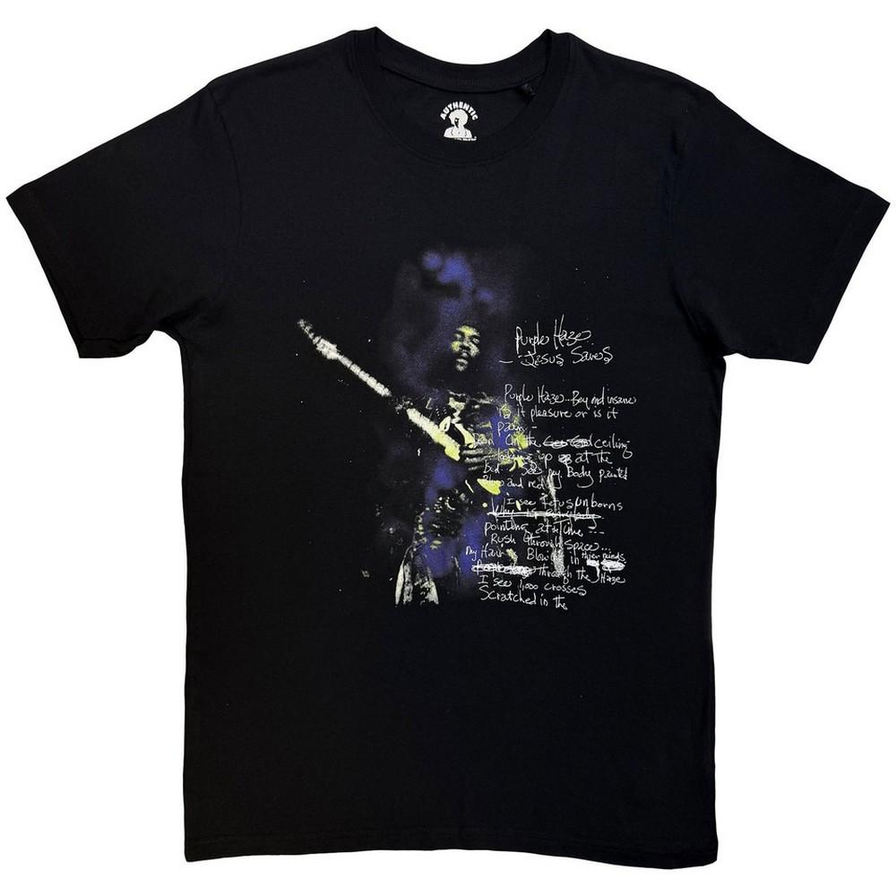 Jimi Hendrix Unisex Adult Purple Haze Lyrics T-Shirt