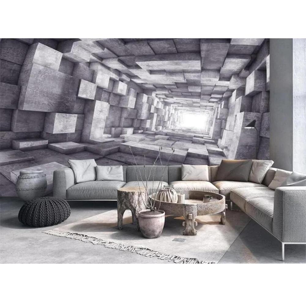 Modern Mural Gray And White Polygonal Geometric Wallpaper 3d Tunnel Wallpaper Living Room Bedroom Wallpaper