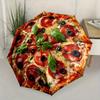 Pizza-Themed Folding Umbrella with Open/Close - Italian Design (Basil, Pepperoni, Olives, Tomato) - Compact Travel Umbrella wi
