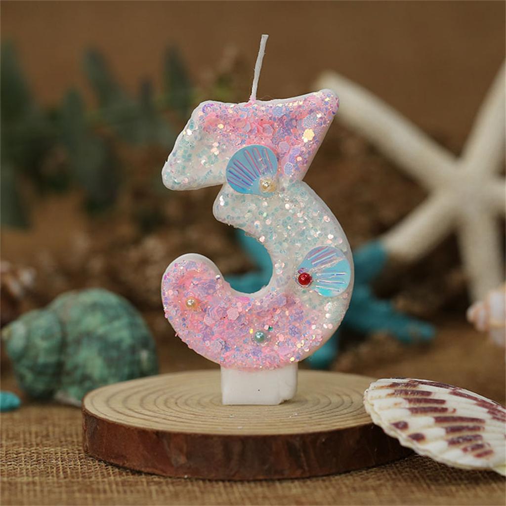 Свечи для торта в виде русалки с цифрами от 0 до 9, фиолетовые украшения для торта с блестками для девочек на день рождения, принадлежности для украшения торта