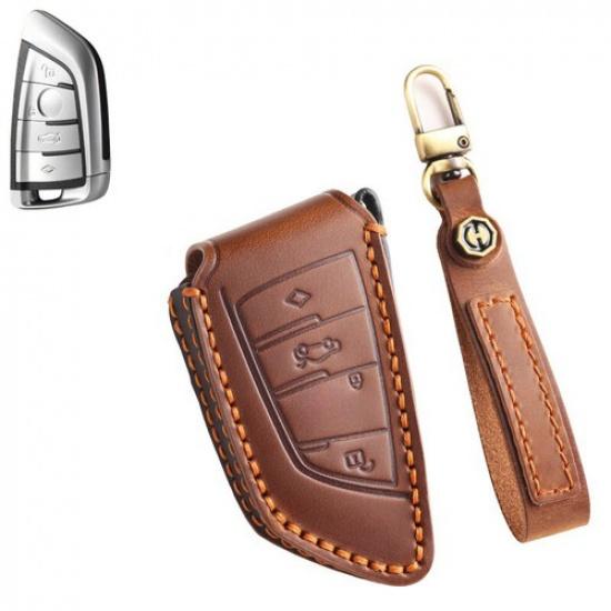 Genuine Leather Car Key Case Cover For BMW X1 X2 X3 X4 X5 X6 X7 1 2 3 4 5 6 7 8