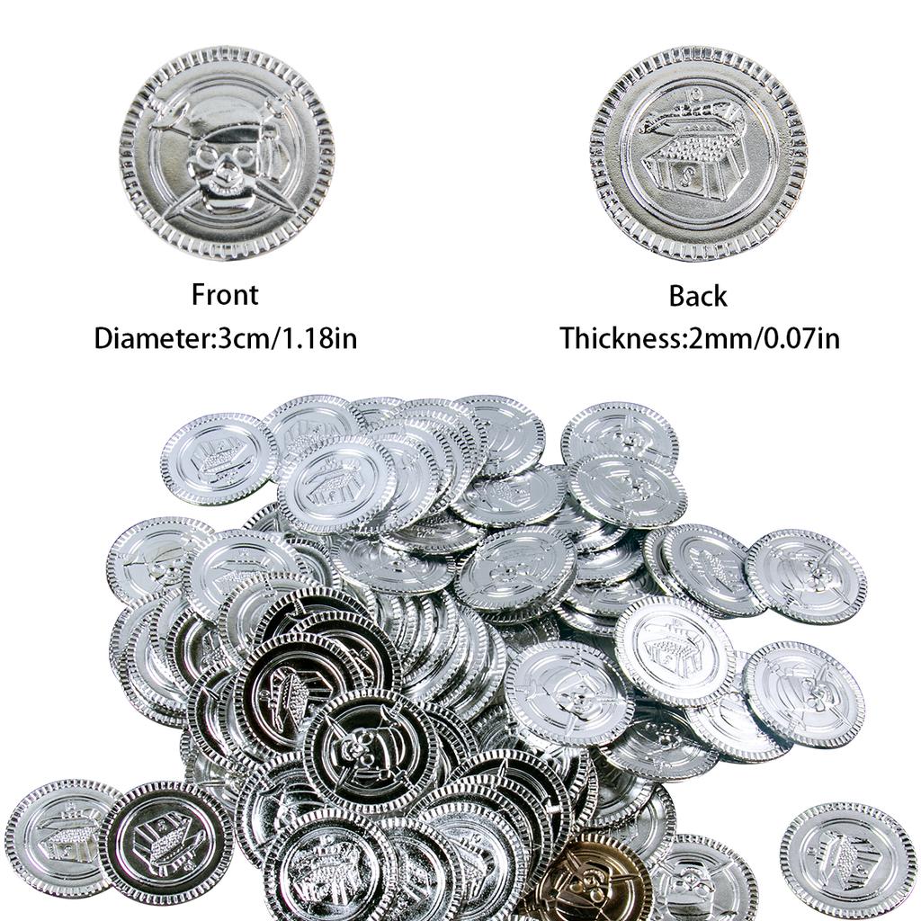 20-60pcs Pirate Coins Halloween Plastic Fake Game Coin For Kids Gift Birthday Party Decoration Treasure Coins Casino Party Favor