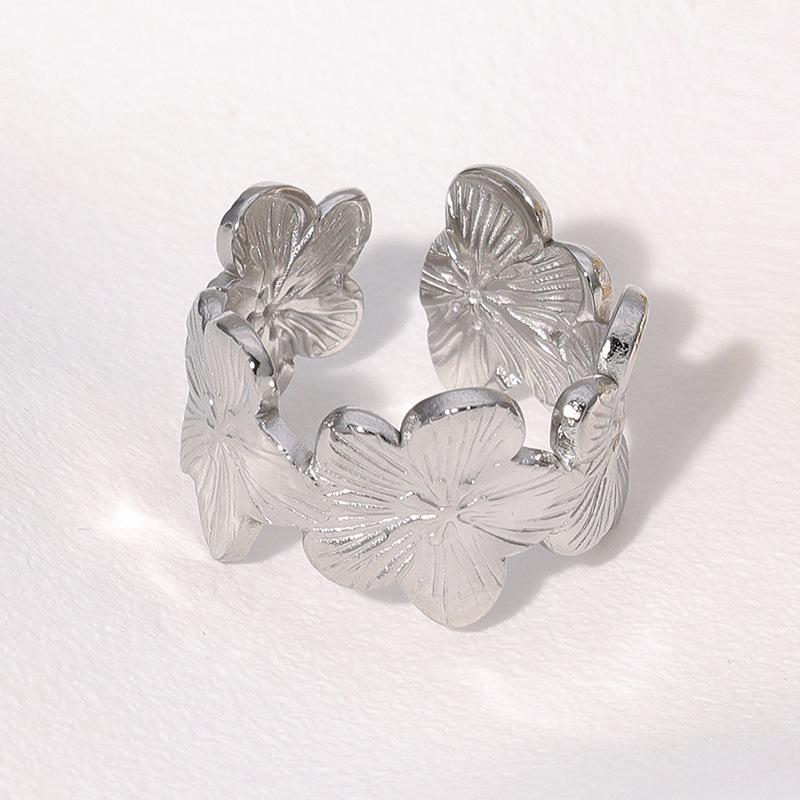 Открытое кольцо из нержавеющей стали с покрытием из 18-каратного золота: Простой, универсальный, нишевый дизайн, стойкий к выцветанию титановый стальной корпус.