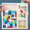 Wooden Tetris Balance Blocks Kids Cognitive Skills Building Educational Play