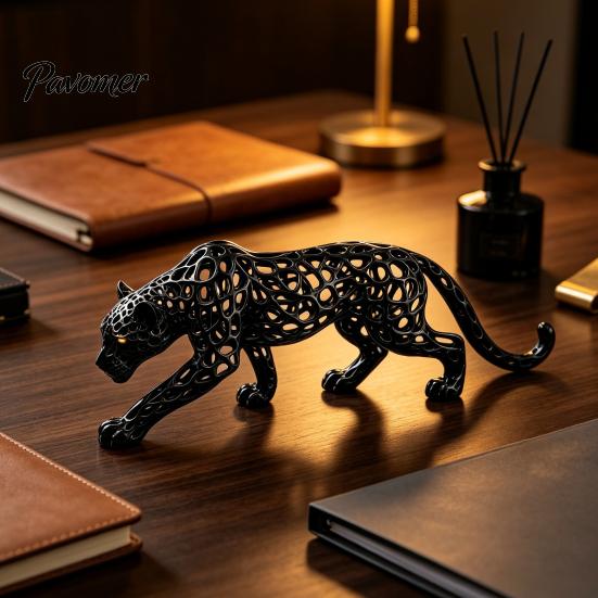 Реалистичный Декор для Стола 3D Печатная Полая Статуэтка Леопарда, Фигурка Скульптура Гепарда, Креативный Животный Офисный Аксессуар Настольное Украшение для Дома
