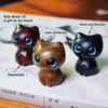 Миниатюрная деревянная фигурка кошки, настольное украшение, 1,18 дюйма, Зеленый сандал, Милый, элегантный, Счастливый кот, Брелок-подвеска DIY, В качестве подарка