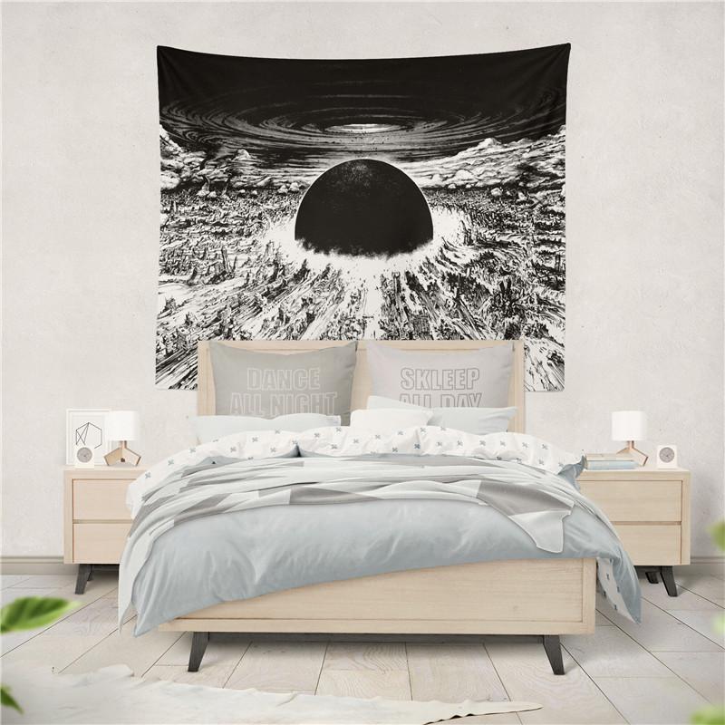 Aertemisi Akira Cyberpunk City Explosion Japanese Manga Anime Tapestry Wall Hanging Art for Bedroom Living Room Decor Party