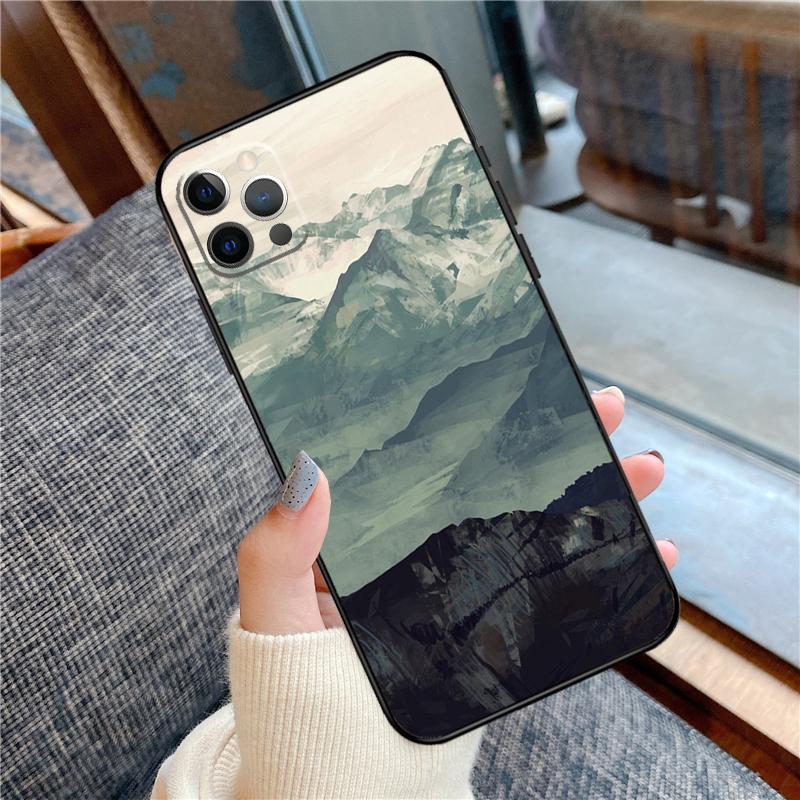 Чехол для телефона 'Горы' для iPhone 16 14 13 12 11 15 Pro Max 12 13 mini XR 15 16 Plus 16e Защитный корпус