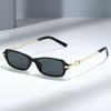 Summer Black Metal Full-frame Geometric Square Gray Sunglasses