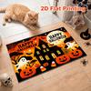 1pc Halloween Pumpkin Castle Pattern 2D Flat Design Doormat, Soft Velvet Material, Non-Slip and Durable, Machine Washable, Suitable for Autumn Use In 