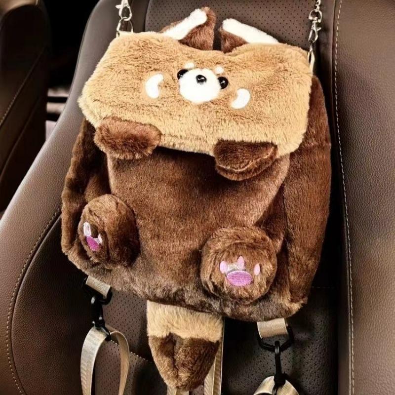 Рюкзак с плюшевым енотом, милая женская сумка через плечо с красной пандой, мягкая сумка на плечо для кемпинга, путешествий, вечеринок, женский подарок на день рождения