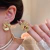 Европейские и американские асимметричные серьги с металлической текстурой женские преувеличенная индивидуальность гвоздики темперамент уши