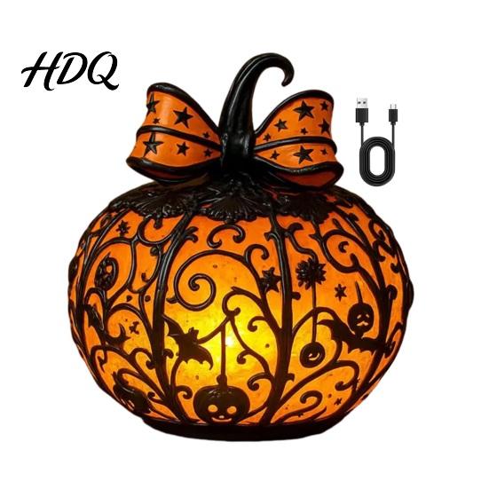 Ночник Jack-O-Lantern 1/2 шт. Хэллоуинский светильник-тыкву с бантом Стеклянный настольный светильник Центральные элементы стола Жуткое украшение для дома и офиса Осень