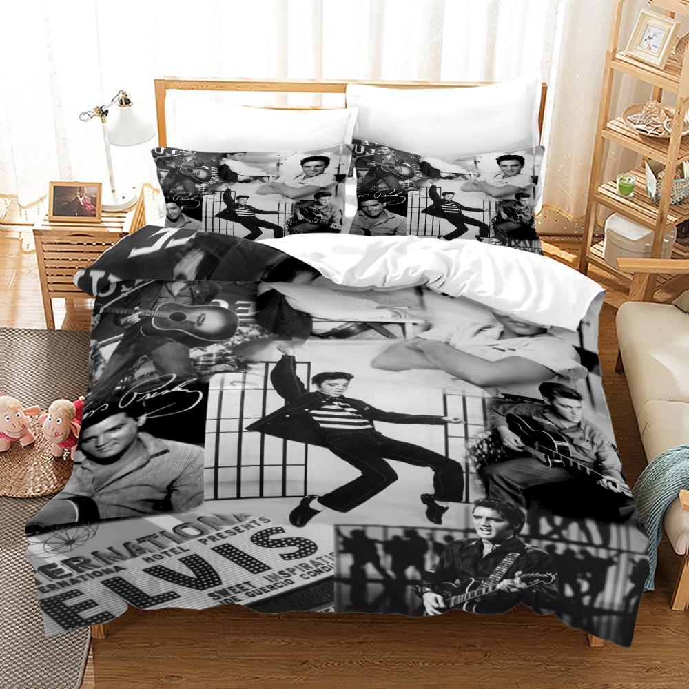 3D Music Elvis Pattern Duvet Cover Set For Teens Adults Bedroom Decor 2/3pcs Music Bedding Sets Fashion Hip Hop Comforter Cover