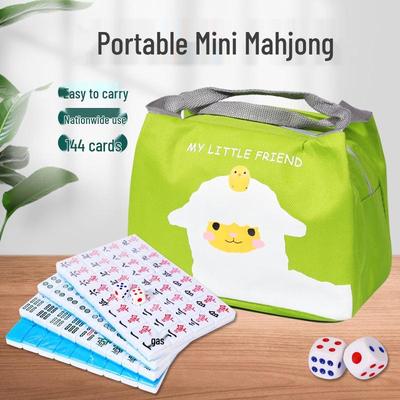 Компактный набор для маджонга: Массивные резные плитки с воробьями, размеры 24 мм и 30 мм, идеально подходят для путешествий и использования в общежитиях