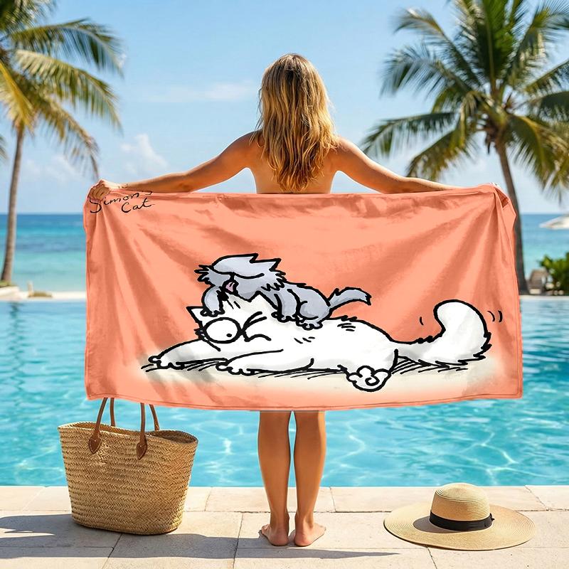 Simon'S Cat Fashion Beach Towel: Ideal for Summer Adventures Soft, absorbent and quick drying suitable for swimming and bathing