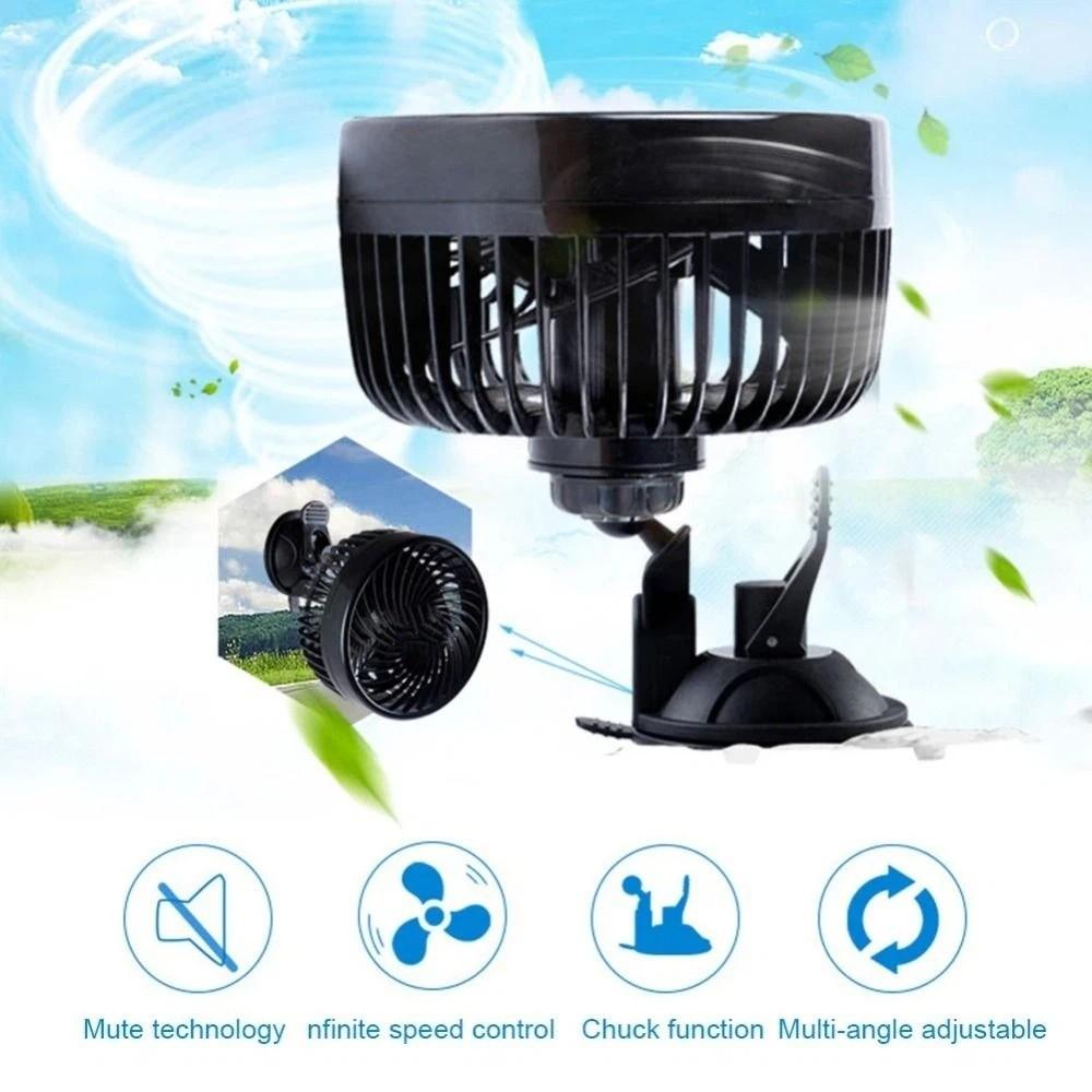 Quiet Operation Dual-Head Car Fan Multi-Angle Adjustable Electric Fan Driving Environment