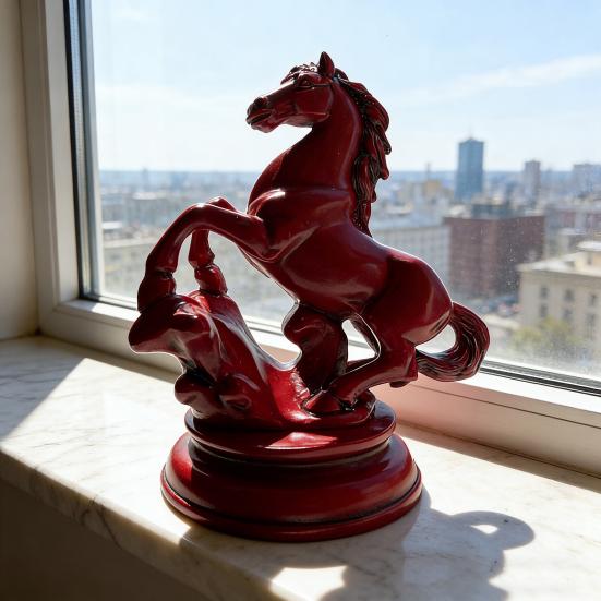 Feng Shui Horse Statue 2026 Year of The Horse Wooden Figurine for Prosperity Success Positive Energy Office Desk Decor Wealth Luck Zodiac Ornament