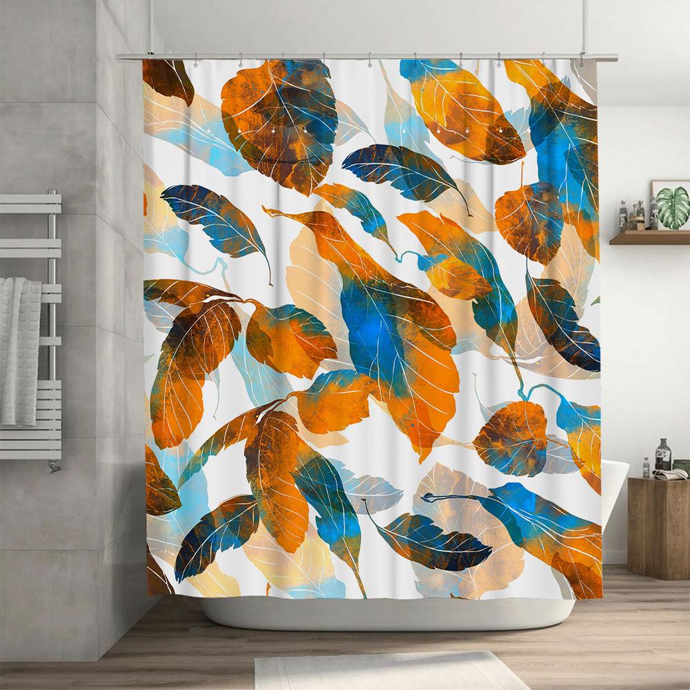 Креативная художественная водонепроницаемая и устойчивая к плесени шторка для душа, современный простой дизайн с рисунком листьев, занавеска для ванной
