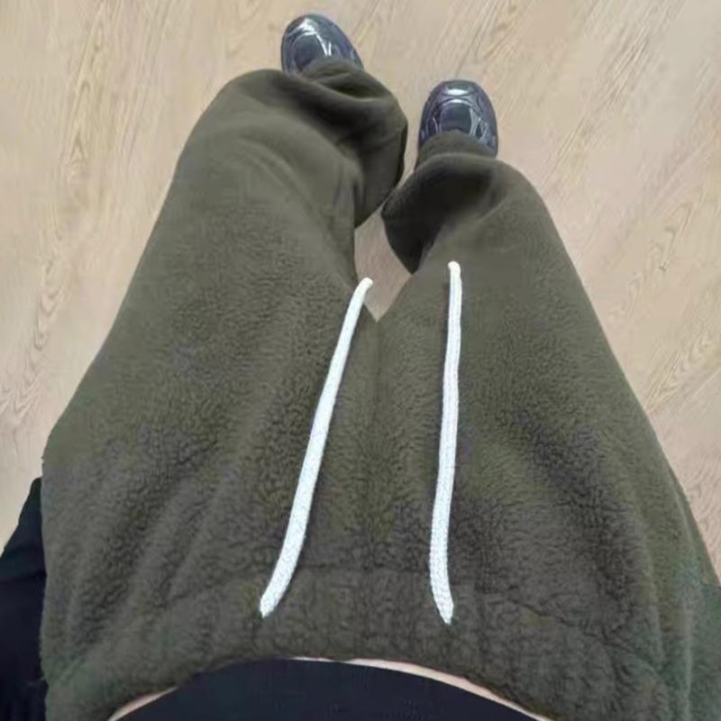 Женские плюшевые флисовые брюки с широкими штанинами - Высокая посадка, Свободный крой, Утепленные для зимы 2025