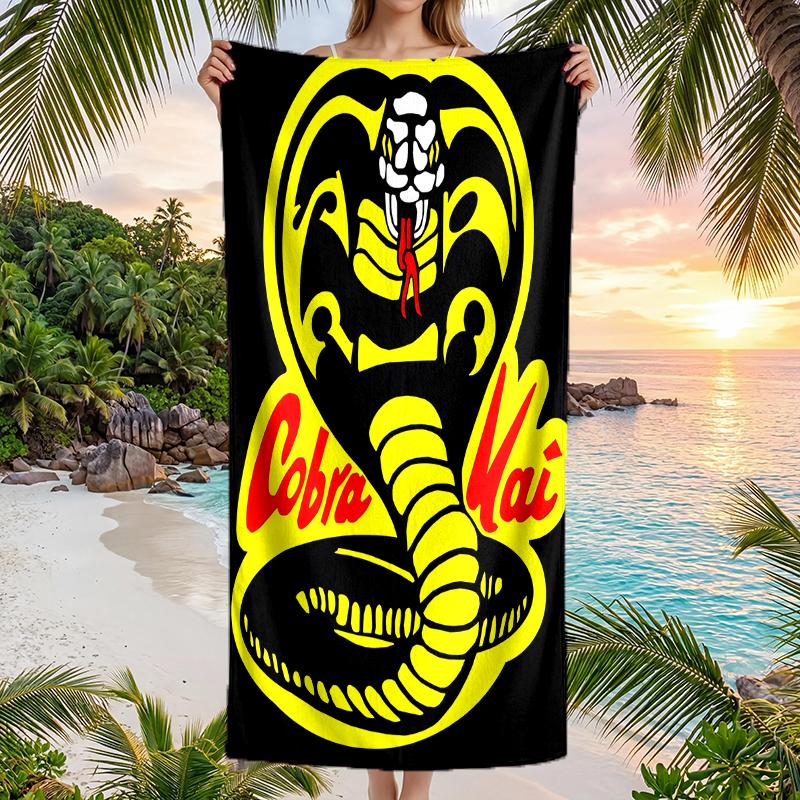 Модное пляжное полотенце Cobra Kai: Идеально для летних приключений Мягкое, впитывающее и быстросохнущее, подходит для плавания и купания