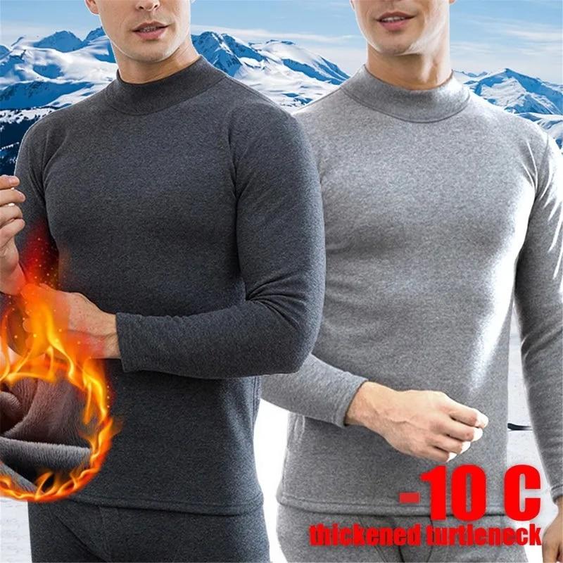 Winter Men Thermal Underwear Warm Soft Cotton Fleece-Lined Warm Panels Long Johns Thermo Clothing Pajamas Set