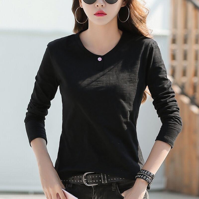 Autumn and Winter Korean Version Long Sleeved T-shirt Slim Fit and Slimming Base Shirt Top with Simple Interior Design
