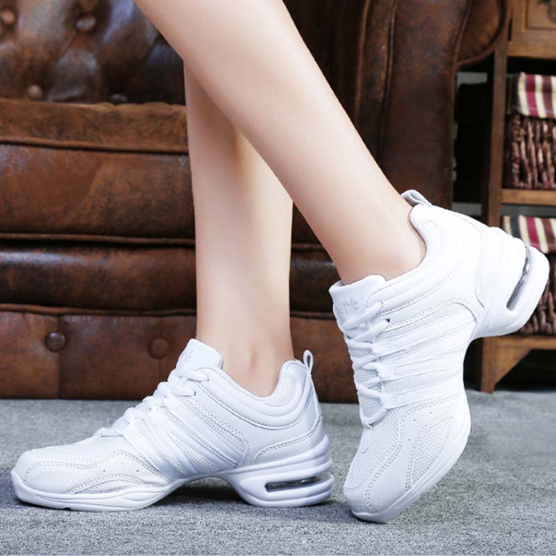 Jazz Shoes Women's Zumba Shoes Jazz Dance Shoes Dance Trainers Modern Mesh Split Sole Lace Up Air Cushion Shoes Sporty Fitness Hiking Shoes Size 34-43