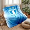 Malmö FF Custom Name Text Flannel Blanket Soccer Logo Personalized Fleece Throw Blanket Special Gift For Sofa Bedroom Home