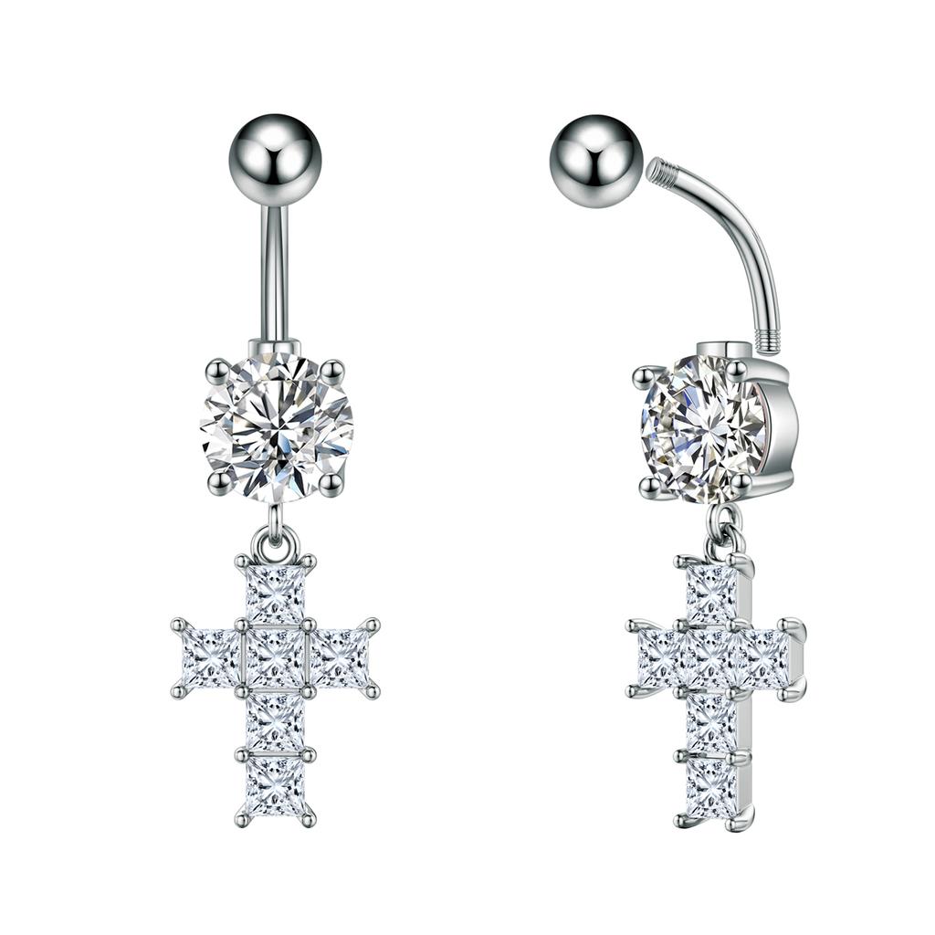 Кольцо для пупка из нержавеющей стали с изогнутым крестом 14 г, готический стиль, крест, пирсинг пупка для женщин, сексуальные аксессуары для тела