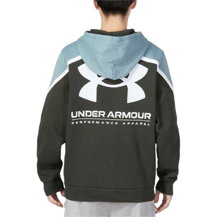 Under Armour Тренировочная толстовка Rival Amp Color Block из флиса с капюшоном, мужская толстовка, синяя 1357090-424