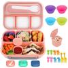 16-Piece Plastic Bento Lunch Box Set for Students with Microwave-Safe Compartments and Fruit Picks