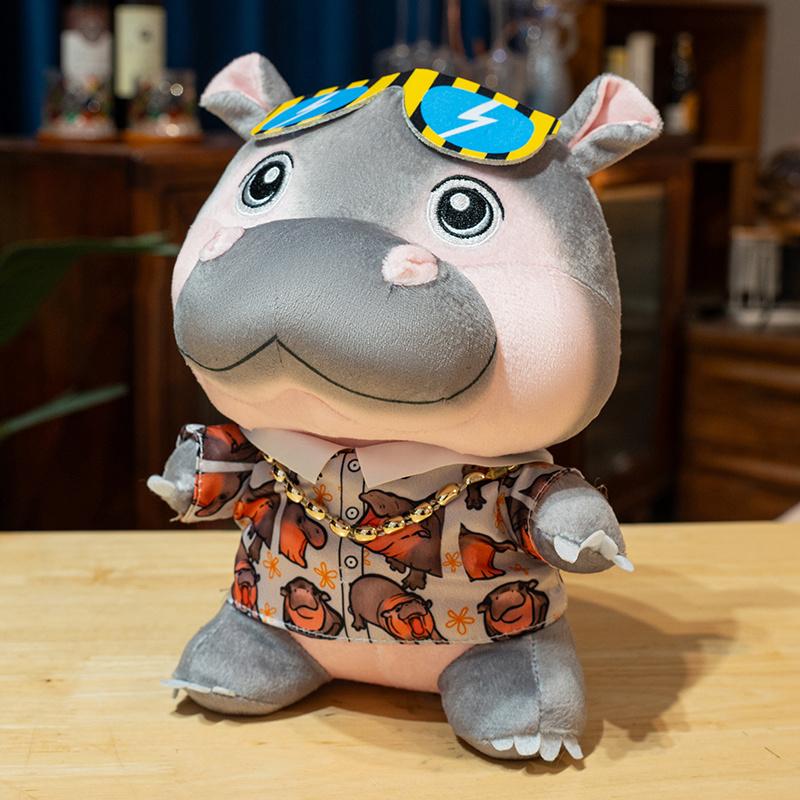 Модная плюшевая игрушка в виде бегемота, мультяшные плюшевые животные, бегемоты, плюшевые игрушки с подвеской в виде рубашки и сумки, мультяшный брелок, подарки