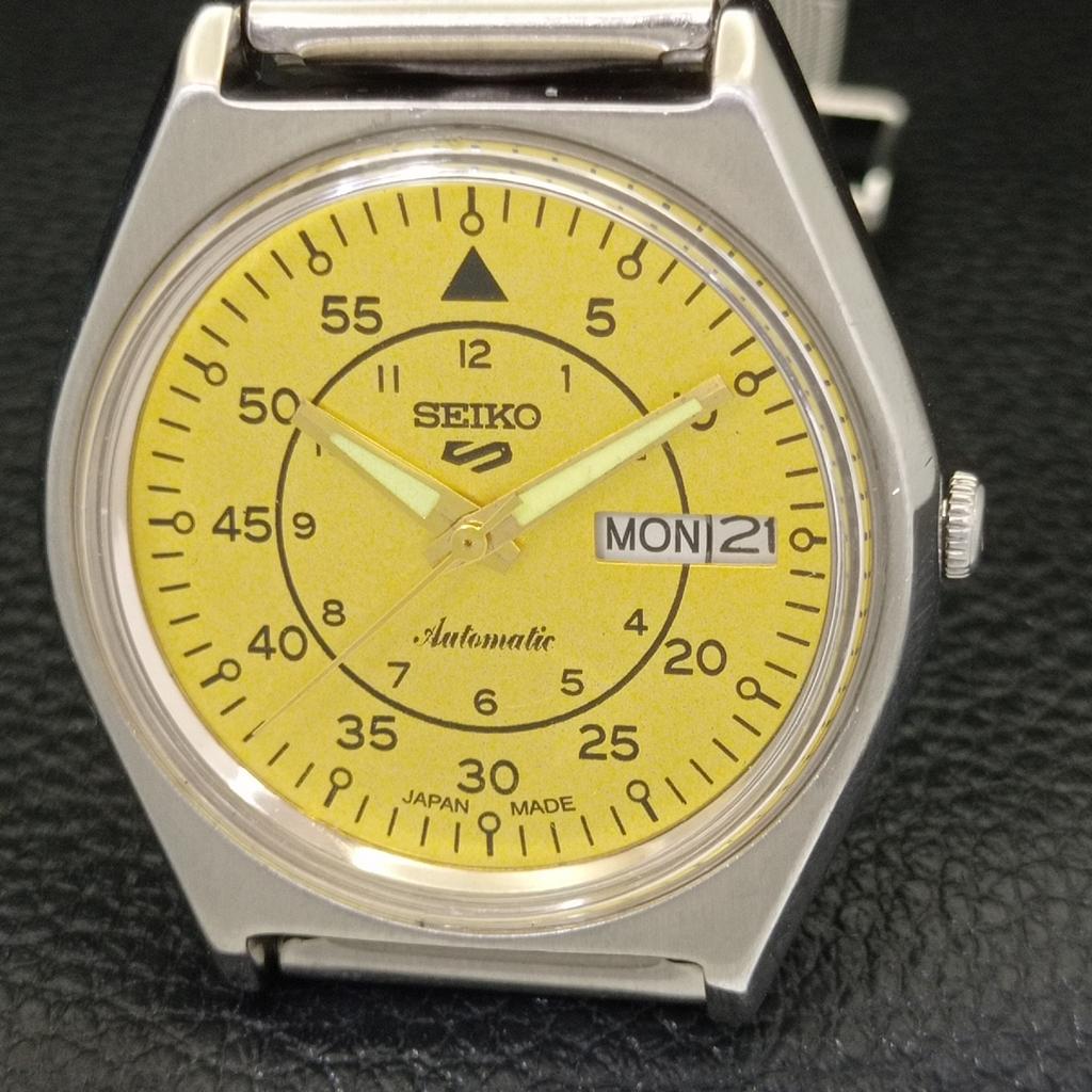 Seiko 5 AUTOMATIC 6309A JAPAN MENS VINTAGE GOLDEN COLOR DIAL WATCH A701415-5 R206b-a701415