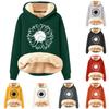 Ayollar Modasi Kapushonli Bosma Plyush Iliq Keng Pullover Sviter