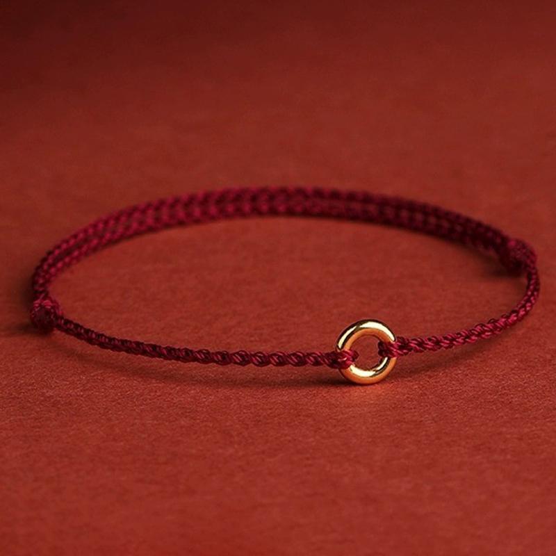 Ручное плетение круглого кольца, регулируемый счастливый красный браслет из веревки для женщин и мужчин, подвески, браслеты, браслет для друзей, любителей, благословение, подарок