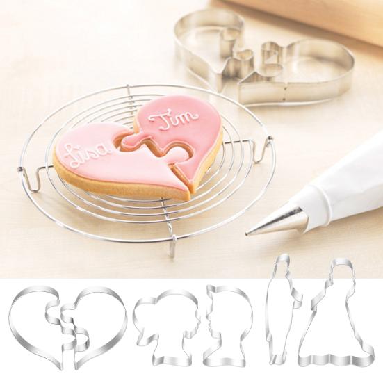 Формочки для печенья в форме сердца, антипригарное покрытие, инструмент для украшения торта из печенья на День святого Валентина, кухонная форма из нержавеющей стали для выпечки кексов с помадкой