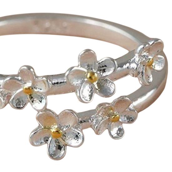 Женское открытое кольцо с цветком, регулируемое, гладкое, полированное, в стиле ретро, ​​легкое, для свиданий, ежедневного выпускного вечера