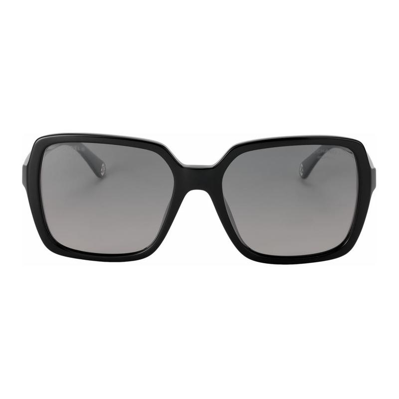 Chanel Солнцезащитные очки неправильной формы с бронзовыми буквами Логотип логотип дужки, одинаковый стиль для мужчин и женщин, черные