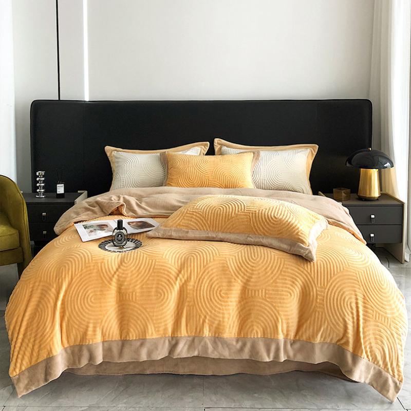 Комплект постельного белья из молочного флиса для беременных и младенцев класса А из четырех предметов для осени и зимы, теплый и толстый коралловый флис, сон обнаженным с флисом