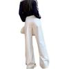 Women's High Waist White Retro Straight-Leg Jeans - Slimming, Versatile, Wide-Leg, Long Pants