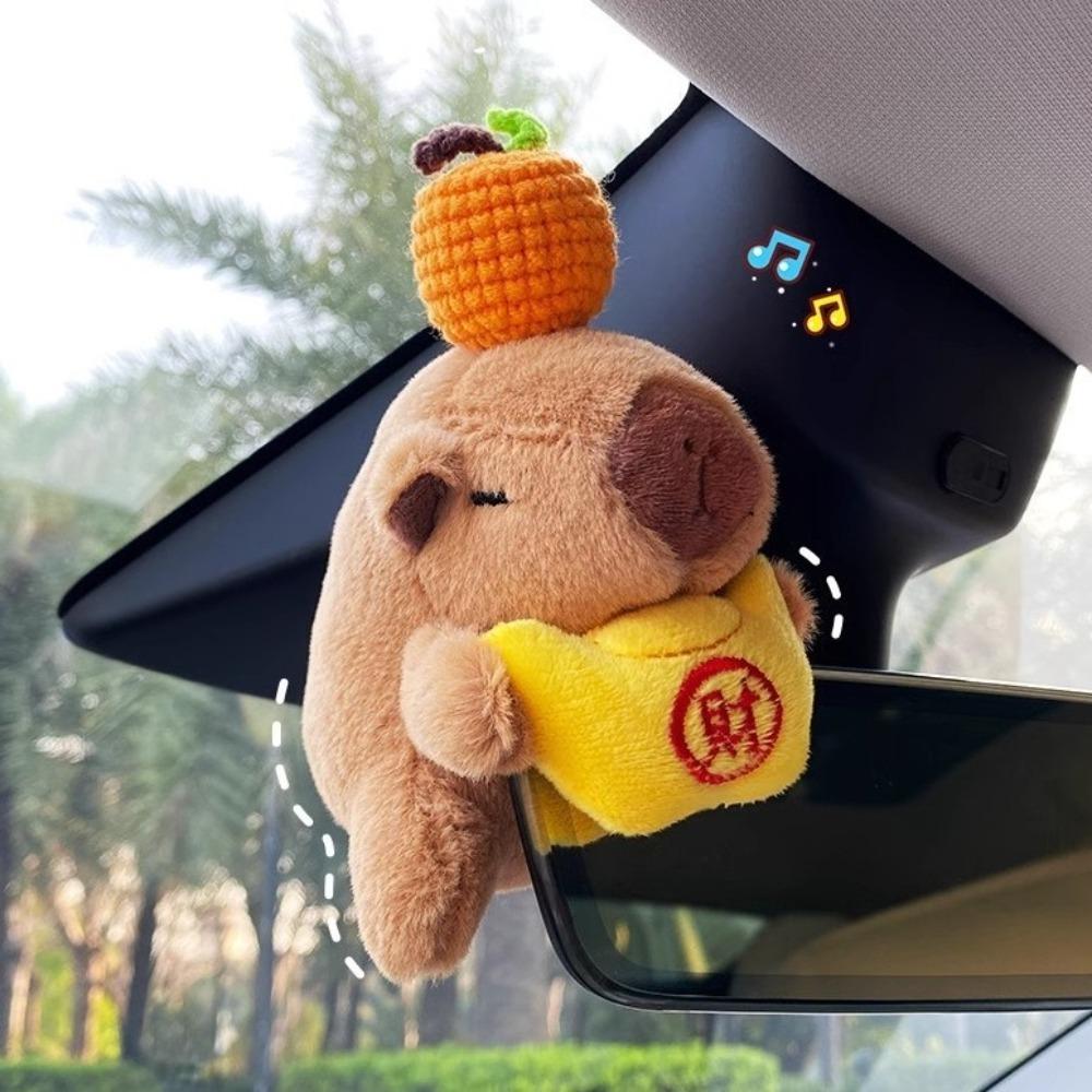 Cute Capybara Car Ornaments Car Dashboard Soft Screen Edge Decor Cartoon Auto Interior Decorations