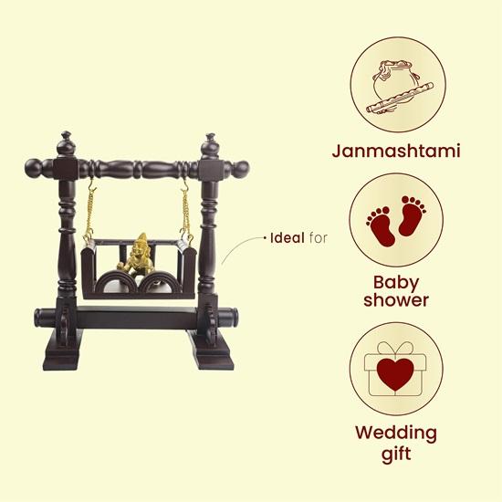 Джула из тикового дерева для Кришны Джанмаштами Бал Гопал Ладдо Гопал Каанха Хиндола Празднования