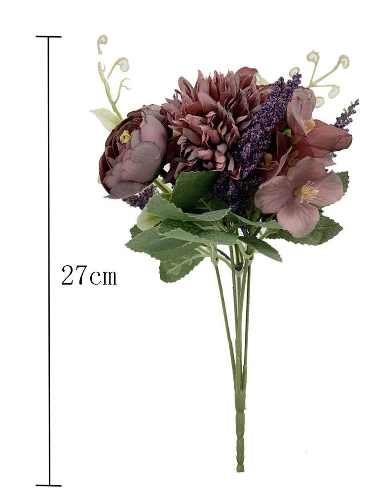 2Pcs Artificial Chrysanthemum Hydrangea Rose Bouquet Artificial Flowers Fake Roses Peony Flower Silk for Party Home Table Wedding Courtyard Decoration