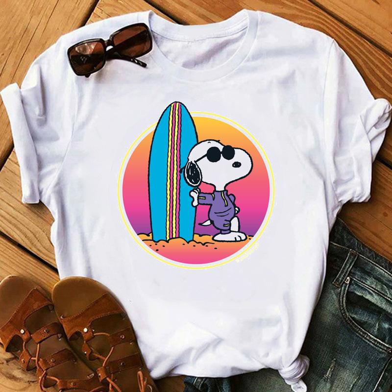 Womens Snoopy T Shirts Summer Casual Short Sleeve Harajuku Korean Style Tops Disney Print Kawaii Female Tshirt Women Top