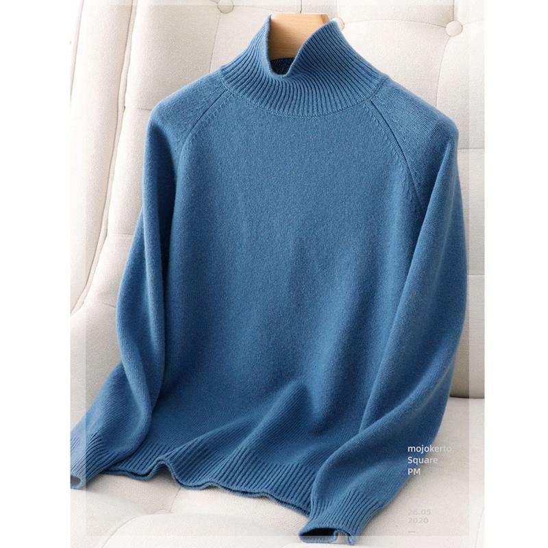 Шерстяной свитер из чистого кашемира, женские пуловеры, осенние зимние вязаные свитера с высоким воротом, женский джемпер с водолазкой