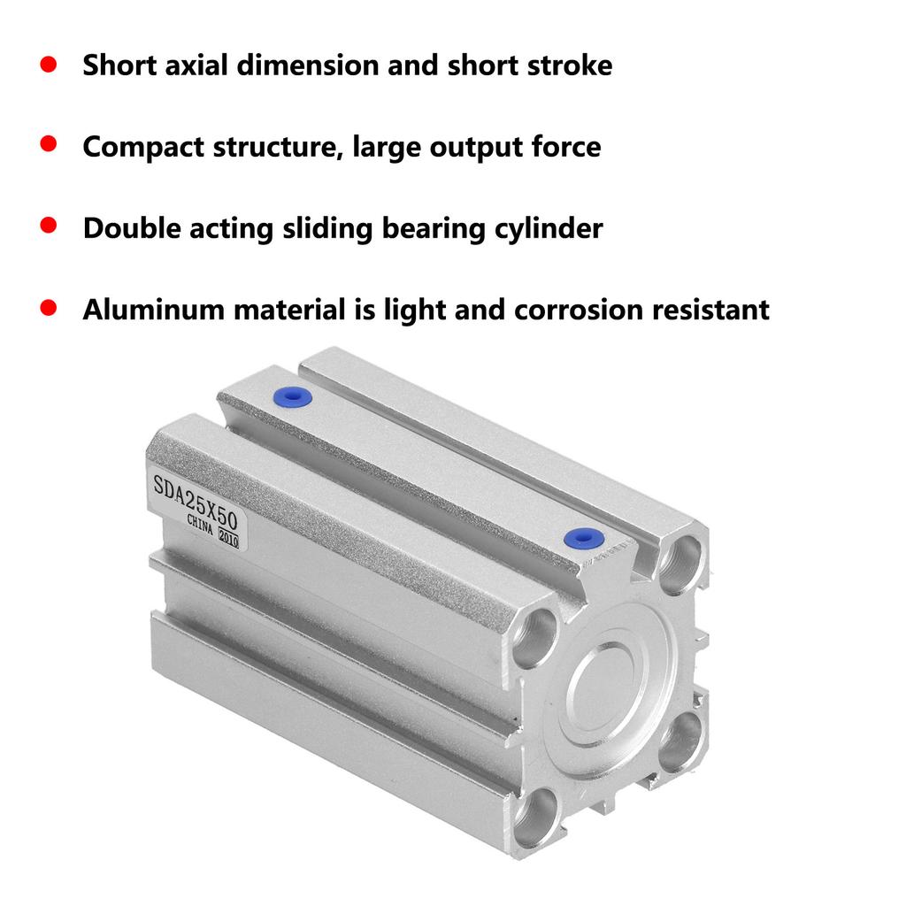 Cylinder Aluminum Thin Double Acting Pneumatic Components Accessories Bore 25mm